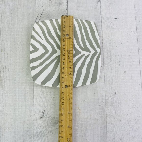 222 Fifth ZEBRA GREY White Square Porcelain Square Appetizer Bread Plates Set 5 - Picture 8 of 11
